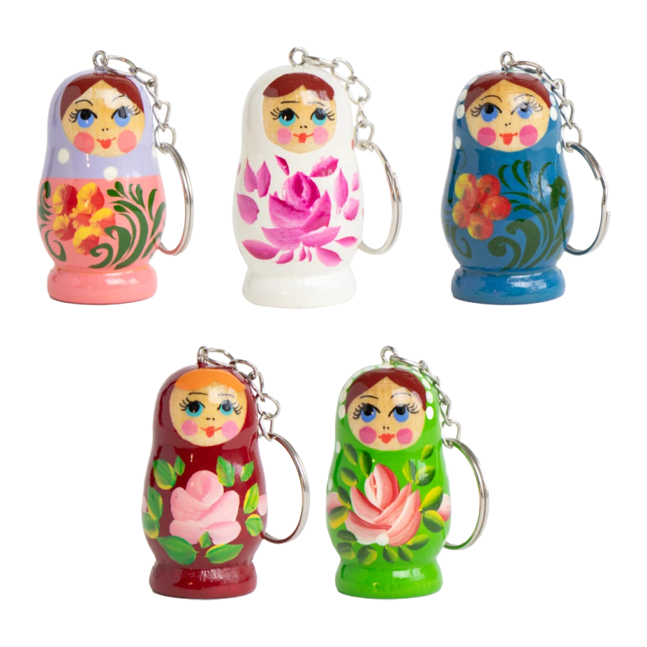 Set Malyutka key chains 10 pcs, 4 cm made of wood with different motifs
