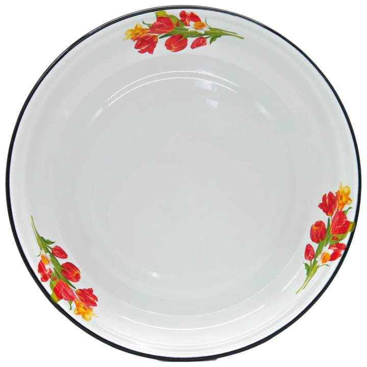 Round Enamel Dish Tulips 7 L, Ø 50 cm