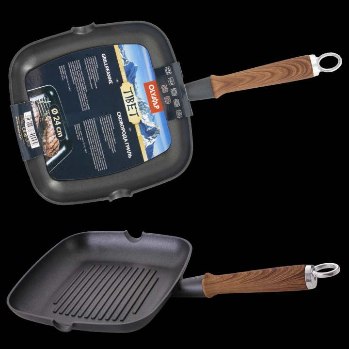 TIBET Grill Pan, Cast Aluminum Series, 24 x 4 cm, 904 g