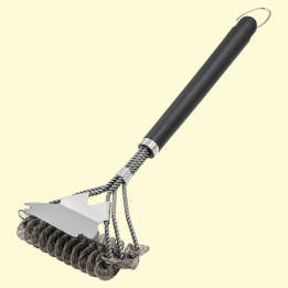 Drahtborsten Grillbürste mit Schaber 3-fach Reinigungsbürste, 45 cm