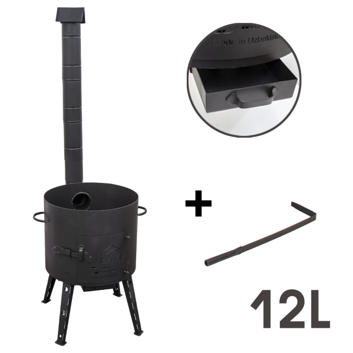 Pitcher with collapsible chimney for cauldron 12 liters, 2 mm steel, Ø 392 mm, 136 cm