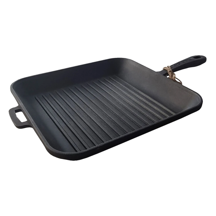 Grillpfanne aus Gusseisen mit Metallgriff 28x28x4 cm
